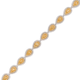 14K Two Tone Pear Shaped Natural Yellow Diamond Bracelet 3.87CTW
